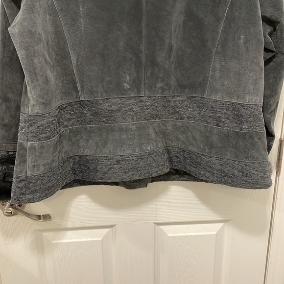 COLDWATER CREEK gray Leather SUEDE sz 22 Women’s JACKET. EUC Lots of Details! - Picture 8 of 12